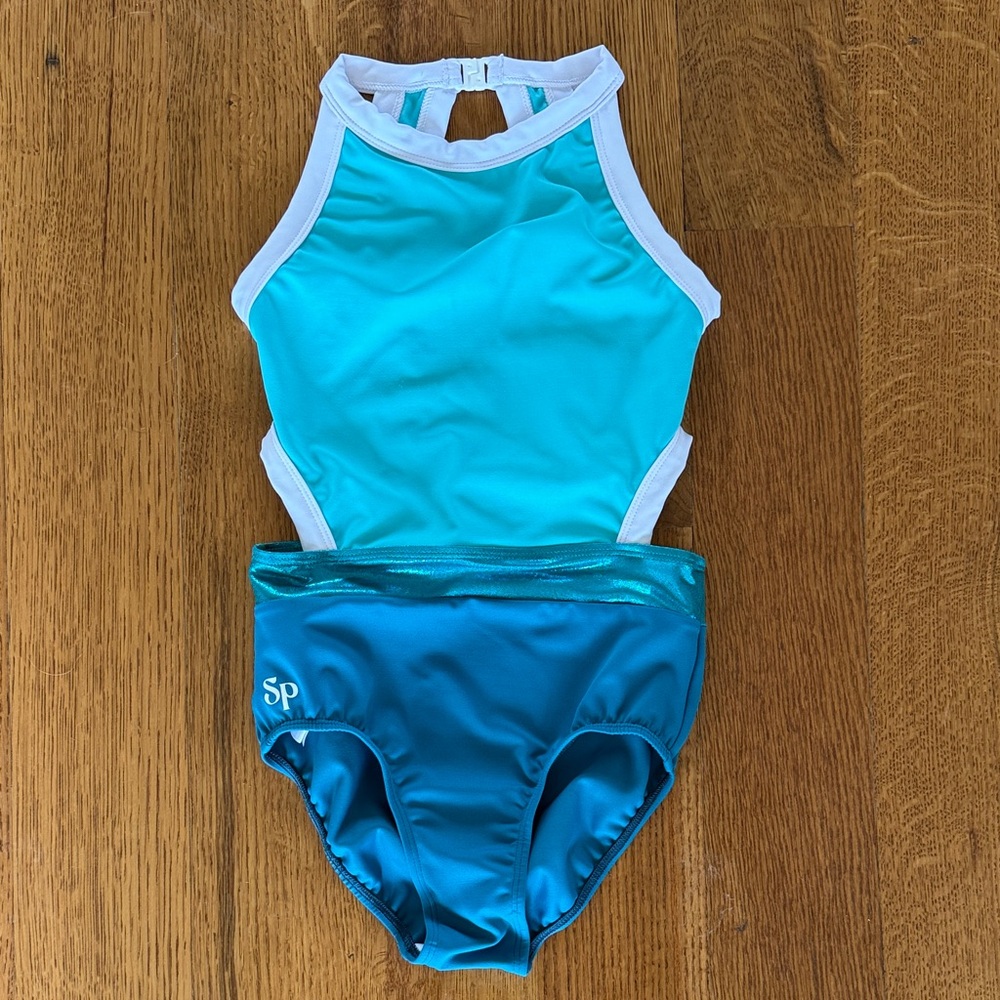 Sylvia P gymnastics leotards size Child 10…Caribbean Wisteria…Like New!